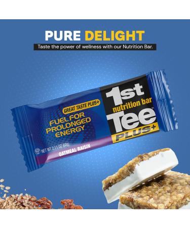 1st Tee PLUS+ Oatmeal Raisin bars made with Natural Ingredients Breakfast Bars | Best Oatmeal Bars Golf Nutrition Bar Easily Digestible Balanced Nutrition Bars 12-60 grams bars Oatmeal Raisin Bars 25.32 Oz - Buy Online on GoSupps.com