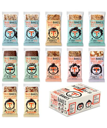 Taos Bakes Snack Bars - Crowd + Pleaser All-In-One Variety Pack - Gluten Free, Non-GMO, Healthy Granola Bars - Nutritious & Delicious Baked Bars - (12 Pack, 1.8oz Bars) Multipack