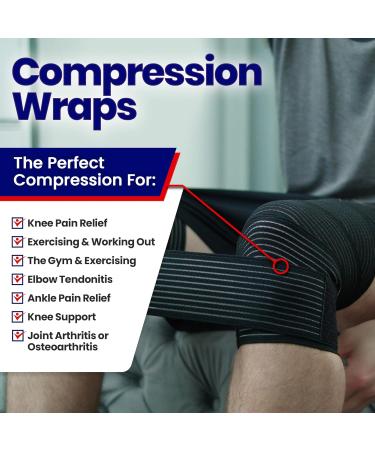 Knee Compression Bandage Wraps for Joint Support & Swelling Relief - Pack of 2 - Buy Online on GoSupps.com