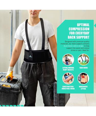 AllyFlex Sports Y-Suspenders Back Support Belt with 3D Lumbar Pads - Medium Size M (30''-37'') | Compression Lumbar Support Brace for Lower Back Pain with Breathable Lining - Buy Online on GoSupps.com
