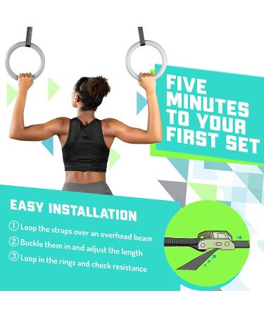 Elite Sportz Gymnastic Rings - Total Body Strength Training Set for Pull Ups - Non Slip Olympic Rings for Indoor Workouts - Buy Online on GoSupps.com