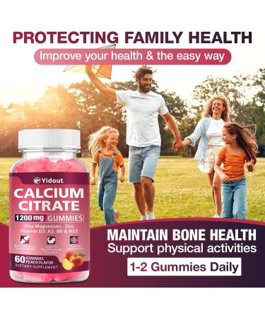 Calcium Citrate Gummies 1200mg for Maintain Bone/Dental Health Supports Muscle & Immune Ultimate Absorption Calcium Supplement for Adults Peach Flavor (60 Count(Pack of 1)) 60 Count (Pack of 1) - Buy Online on GoSupps.com