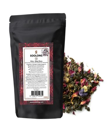 Soolong No. 14 Premium Tea from China - Oolong with rose flowers and lavender - gentle and calming - Sustainable loose tea - refill pack 100g - Enjoy the taste of China with Soolong Refill Packaging China Oolong with roses and lavender