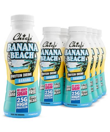 Chiefs Milk Protein Drink avec 25 g de prot ines et BCAA Shake riche en prot ines et faible en glucides sans lactose et sans sucres ajout s 8 x 330 ml (Banana Beach)