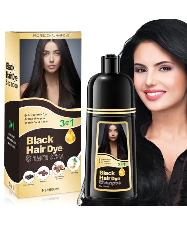 Black Hair Dye Shampoo - Instant Gray Hair Coverage | 3-in-1 Herbal Color Shampoo for Men & Women | Long Lasting 500ml - Buy Online on GoSupps.com