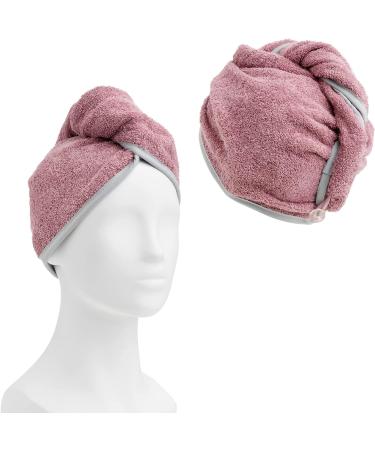 Homelevel 2x Terry Hair Turban - Quick-Drying 100% Cotton Hair Towels in Gray & Old Pink - Lightweight Hair Accessory - Buy Online on GoSupps.com