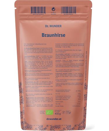 Dr. Wunder Braunhirsemehl 400g - Organic Bio Brown Millet Powder | Rich in Silicon & Silica | Premium Quality from Austria - Buy Online on GoSupps.com