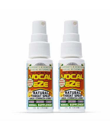 Vocal Eze Throat Spray | Relieve Sore Hoarse Fatigue Dryness of Throat | Herbal Immune Support All Natural Ingredients  (2) 1 Fl Oz (Pack of 2)