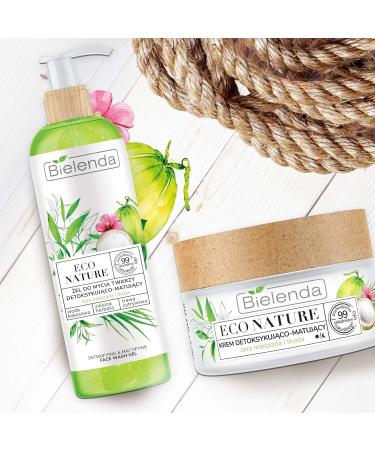 Bielenda Eco Nature - Guarantees Effective Detoxification And Effectively Mats The Skin - Eco Nature - Coconut Water + Green Tea + Lemon Grass - Face Cleansing Gel Detoxifying-Matting - 200 g - Buy Online on GoSupps.com