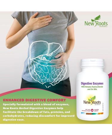 New Roots Herbal Digestive Enzymes with HCL 100 Veg Capsules - Comprehensive Digestive Support Supplement for Men & Women Eases Discomfort Includes Papaya & Lipase Enzymes Pancreatic Function Aid - Buy Online on GoSupps.com