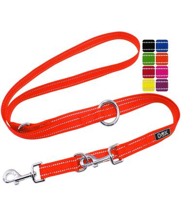 DDOXX Reflective Nylon Dog Leash - 2m 3-way adjustable dog leash for all dog sizes - XS (Orange) XS - 1.0 x 200 cm Orange