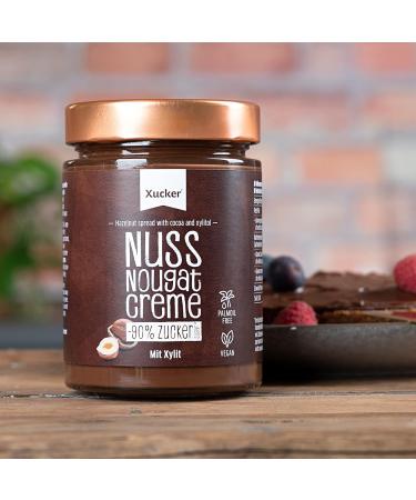 Xucker Nut-Nougat Cream with Xylitol | Vegan Low-Sugar Hazelnut Spread (300g) - No Palm Oil 33% Hazelnuts International Shipping - Buy Online on GoSupps.com