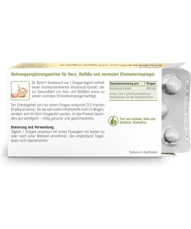 Dr.B hm Garlic Dietary Supplements - 30 Dragees for Heart Health & Cholesterol Support - 1 Dragee Daily - Buy Online on GoSupps.com