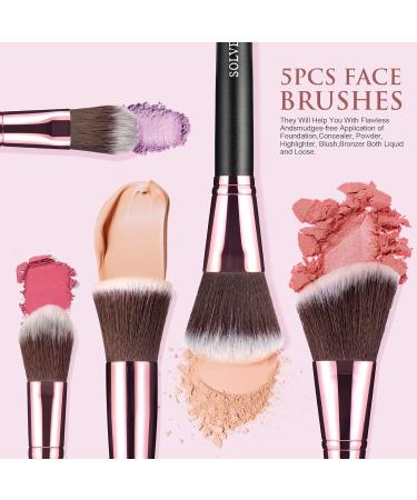 SOLVE Professional 16pcs Makeup Brushes Set with Case - Foundation & Eyeshadow Brush Set - Travel Friendly with Wooden Handles and Soft Synthetic Fiber - Buy Online on GoSupps.com