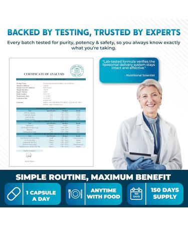 Liposomal Benfotiamine with Vitamin B6 Vitamin B12 Alpha Lipoic Acid Curcumin - Support Healthy Metabolism Energy Levels- Made and Tested in The USA 150 count (pack of 1) - Buy Online on GoSupps.com