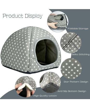 XMPEKO Guinea Pig Bed Hideout Large Star Pattern Cozy Rabbit Hideaway Hide Cage Accessories For Samll Animal Rat Ferret Bunny Chinchilla Hedgehog Hamster - Gray - Buy Online on GoSupps.com