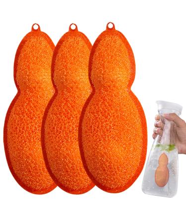 Bean Bottles Cleaner 3 Beans Cleaning Sponge Bottle Internal Cleaning Sponge Scrubber Cleaner Kids Bottle Cleaning Beans with 2 Aluminum Ceramic Balls Reuseable Bottle Cleaning Bean Sponge Orange