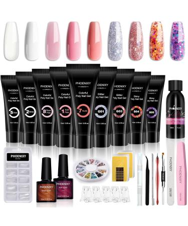 Phoenixy Poly Nail Gel Kit - 9 Color Nail Extension Set with Manicure Tools | Perfect Gift for Women | International Shipping - Buy Online on GoSupps.com