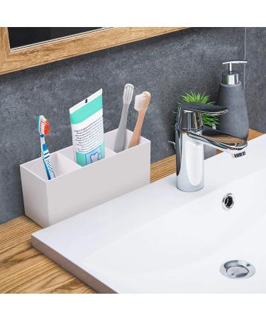 Makeup Brush Holder Organizer - 3 Slot Cosmetic Brushes Container for Vanity (White) - Buy Online on GoSupps.com