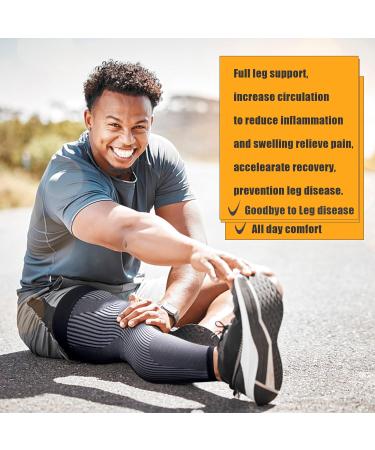 Full Leg Compression Sleeves for Men & Women - Thigh High 20-30mmHg Support Stockings for Pain Relief Swelling & Varicose Veins - Ideal for Running Travel & Athletics - Black XL - Buy Online on GoSupps.com