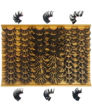 Lashes Mink 25MM Fluffy False Eyelashes 25 mm Long 30 Pairs 6 Styles Pack Dramatic 5D Full Volume Fake Eyelashes Wispy Curly Mink Eyelashes Wholesale by BEFACL 25MM Mink Lashes-30Pairs-6Styles