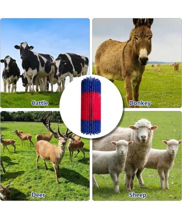 Horse Cow Scratch Brush Universal Scratching Pole with install accessories for Livestock Relieves Itching and Cleansing Massage Durable Scratcher ideal for Cattle Pony Goat Sheep Pig (Red+Blue) - Buy Online on GoSupps.com