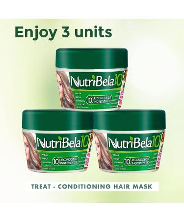 Nutribela Hair Mask: Restorative Treatment for Damaged Dry Hair with Avocado, Argan, Collagen, Coconut Oil, Keratin, Aloe Vera, Vitamin E, Shea Butter, Macadamia - Deep Conditioning for Curly Frizzy Hair - Buy Online on GoSupps.com