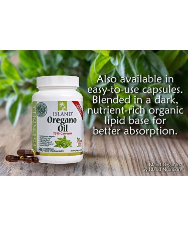 Organic Oregano Oil Liquid Drops - 100% Pure & Undiluted (1 oz) USDA-Certified - Immune Support with 75% Carvacrol - Grown in Spain by Island Nutrition - Buy Online on GoSupps.com