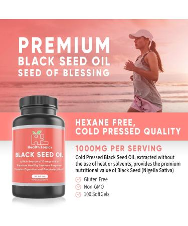 Health Logics - 100 Black Seed Oil Soft Gels - Cold Pressed for Max Potency - 100% Natural - GMO and Gluten Free - Buy Online on GoSupps.com