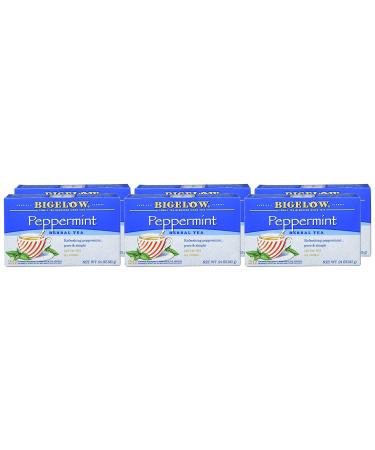 Bigelow Peppermint Herbal Tea - Caffeine Free, 20 Count (Pack of 6) - 120 Total Tea Bags - Buy Online on GoSupps.com
