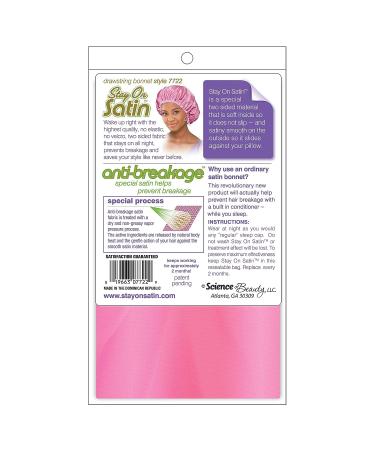 Stay On Satin Anti-Breakage Drawstring Bonnet - Pink | Protect Hair Overnight - Buy Online on GoSupps.com