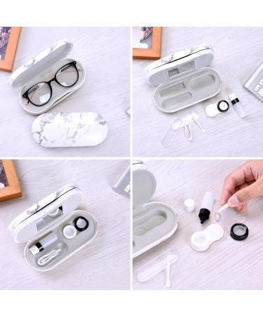 Buy MUF 2-in-1 Contact Lens & Glasses Case | Leak-Proof Portable Travel Set with Tweezers & Solution Bottle - Black & White Marble - Buy Online on GoSupps.com