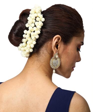 Artificial Jasmine Garland Jasmine Gajra Mullapoove mala with Real Jasmine Fragrance  As Used for Hair Accessory for Women and Girls Length - 90 cm  Cream Color