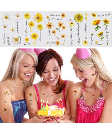 Konsait Flower Temporary Tattoos - Waterproof Body Art Stickers for Women, Girls, and Kids - 25 Sheets - Ideal for Hand, Neck, and Wrist - Birthday Party Favors - Buy Online on GoSupps.com
