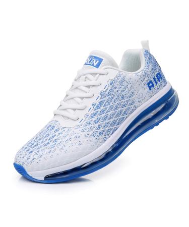Azooken running shoes men women sports shoes jogging shoes tennis shoes street running shoes leisure sneaker outdoor fitness gym traillauf shoes 36-47 42 EU white blue