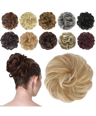 Fine hair part with rubber band dutt hair part hair tie lured hair lured haardutt synthetically hair hair extension ponytail hair parts for women girls dark golden mix side blond 38g dark gold mixture 38 g