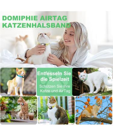 Airtag Cat Neck Band - Waterproof Reflective Collar for Cats & Small Dogs | Safety Clasp | Yellow & Green (23-33cm) - Buy Online on GoSupps.com