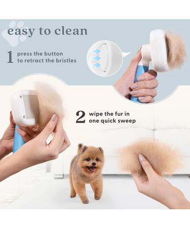 Pet Slicker Brush - Self-Cleaning Grooming Tool for Dogs & Cats - Dematting & Detangling Brush for Long & Short Hair - Cotton Blue - Buy Online on GoSupps.com