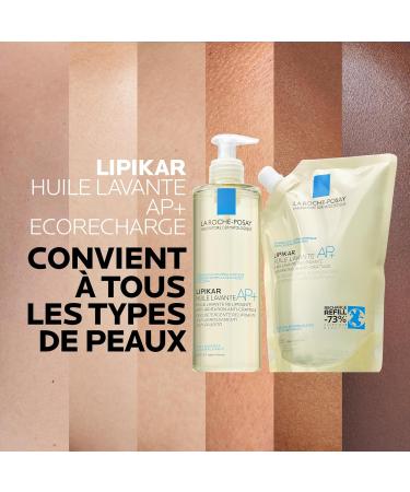 La RochePosay Lipikar AP+ washing oil shower oil gentle cleansing against skin irritations for normal dry and neurodermatitisprone skin suitable for use from birth 400 ml + 400 ml - Buy Online on GoSupps.com
