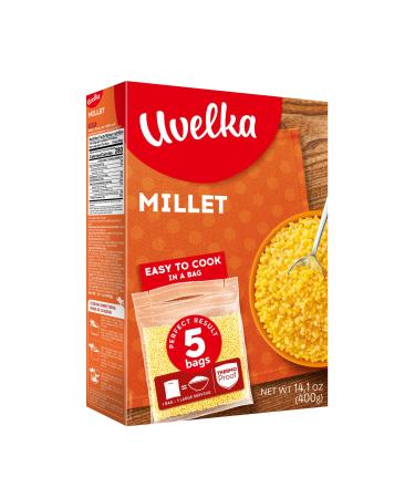 Uvelka Millet Boil-in-Bag Psheno - 5x80g (14.1 oz) From Russia Kosher Pack of 1