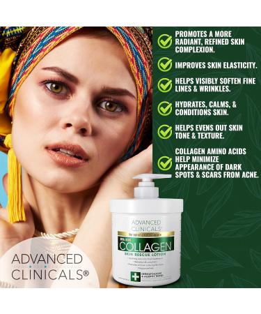 Buy Advanced Clinicals Collagen Skin Rescue Lotion - 16oz | Hydrate Moisturize & Firm Skin - Ideal for Dry Skin - International Shipping Available - Buy Online on GoSupps.com