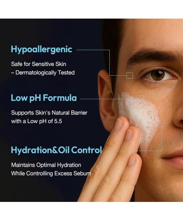 LAB BY He is_ Dual Pore Cleanser - Pore Tightening & Blackhead Remover | Excess Sebum Control Hydration Pore Minimization | Oil to Foam Face Wash for Sensitive Skin 6.76 fl.oz - Buy Online on GoSupps.com