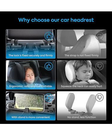 Soft Memory Foam Car Headrest Pillow - Adjustable Neck Support for Adults & Children - Removable & Retractable - Ideal for Sleeping (Black) - Buy Online on GoSupps.com