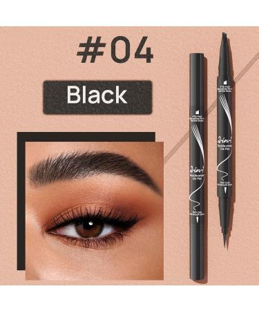 Eyebrow Pen Microblading Eyebrow Pencil with -Fork-Tip and Precise Brush Create Natural Hair-Like Brows Eyebrow Pencil (Black) - Buy Online on GoSupps.com