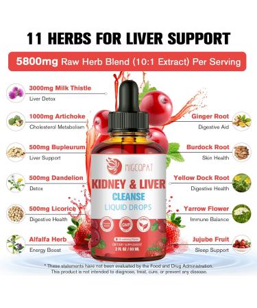 29-in-1 Kidney and Liver Cleanse Detox & Repair Drops High Absorption Cranberry and Milk Thistle Supplement Natural Herbal Daily Detox Support for Kidney Liver Urinary Tract Bladder 60ml - Buy Online on GoSupps.com
