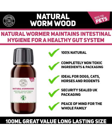 C&G Pets | Natural Worm Wood | Natural Solution For Intestinal Health No Nasty Chemicals | Powerful Colon Cleanse For Dogs Cats Poultry Birds Ferrets Rabbits & Pets - Buy Online on GoSupps.com