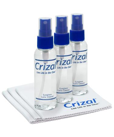 Crizal Eye Glasses Cleaning Cloth and Spray | Crizal Lens Cleaner (2 oz) with Crizal 7" x 5 3/4" Microfiber Cloth. #1 Doctor Recommended Crizal Anti Reflective Lenses-3 Pack 2oz spray w/cloth, 3 Pack
