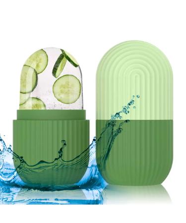 Ice Face Roller - Perfectly shaped for Face Body and Under Eyes - Ice Mold for Face Easy Handheld Design - Food-Grade Silicone material - Pamper Yourself with Ice - Facial Beauty Ice Roller (Green)