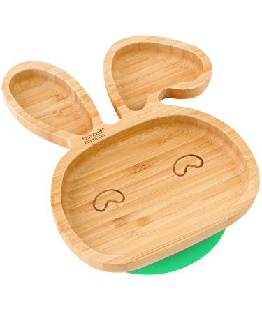 bamboo bamboo Baby and Toddler Suction Plate for Feeding and Weaning | Bamboo Bunny Plate with Secure Suction | Suction Plates for Babies from 6 Months (Bunny Green)