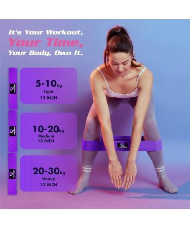 3-Piece Resistance Bands Set for Glutes, Hips, and Legs Workout | Non-Slip Booty Band for Home Gym Fitness | Ideal for Women and Men | Purple Physio Resistant Loop - Buy Online on GoSupps.com